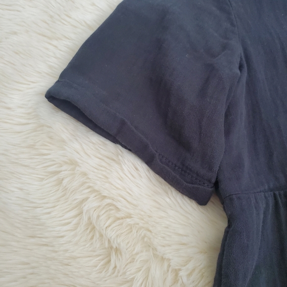 Dark Grey Soft Twil Laceup Peplum Hem Top - Picture 3 of 10